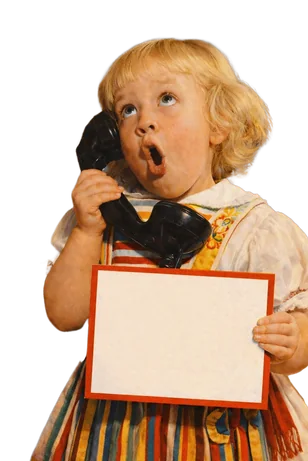 Illustrazione vintage di una bambina al telefono